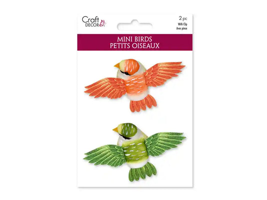 Craft Decor: 2.1"x3.8" Mini Flying Bird w/Gator Clip A) Green/Orange