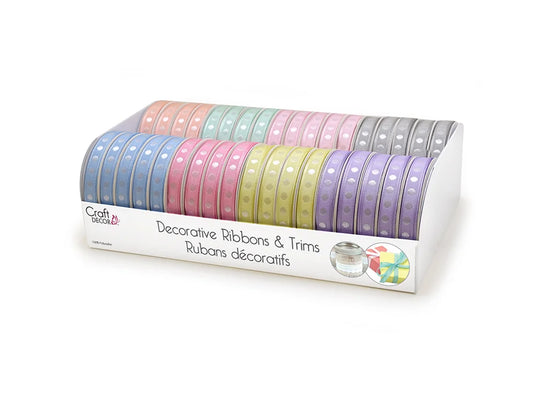 Craft Décor Ribbons & Trims: 3/8" x 4yd Rolls A) Dots Pastel