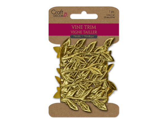 Craft Décor Ribbons: Metallic Vine Trim/Garland 2m B) Gold