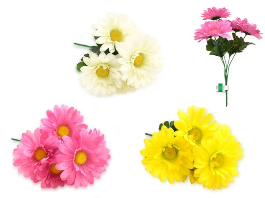 Enchanted Garden: 11.8" Gerbera Daisy Bush x5 Heads B) Bloom Asst