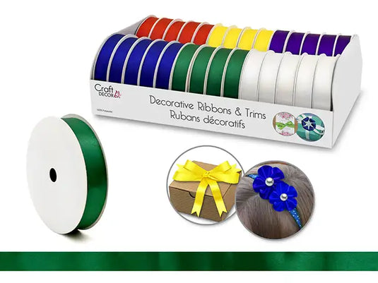 Craft Décor Ribbons & Trims: Poly-Satin 5/8" x 4yd Rolls A) Bold