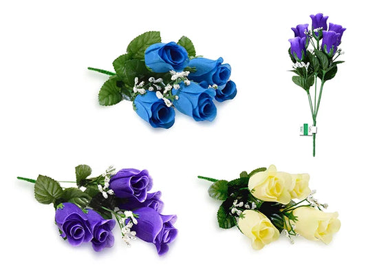 Enchanted Garden: 13" Rose Bud Bush x5 Head W/Gyp C) Dusk Asst