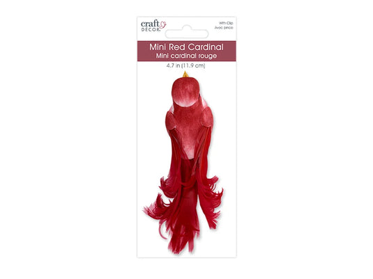 Craft Decor: 4.7" Mini Red Cardinal w/Gator Clip A) Red