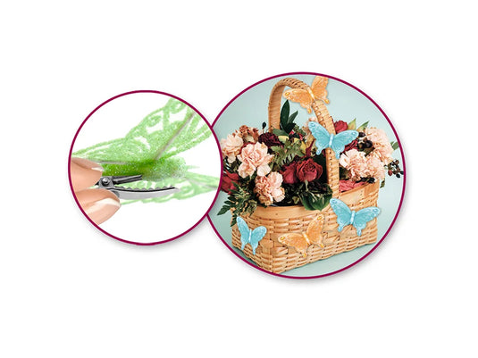 Craft Decor: 3.5"x2.5" Glitter Gem Butterflies x2 w/Clip A) Green/Pink