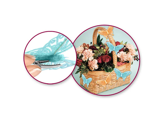 Craft Decor: 3.5"x2.5" Glitter Gem Butterflies x2 w/Clip B) Blue/Orange