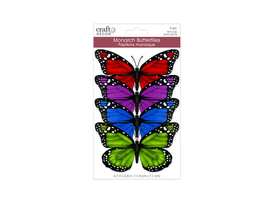 Craft Decor: 4.7"x2.8" Monarch Butterflies Plastic w/Clip A) Bold