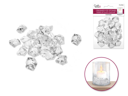 Craft Décor: 65g Crushed Ice Acrylic Stones B) Med 2.5cmx2cm