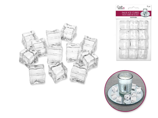 Craft Décor: Sml Faux Acrylic Ice Cubes 12pc 2*2*2cm