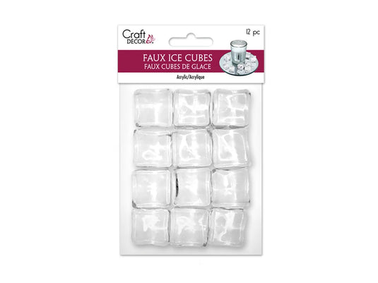 Craft Décor: Sml Faux Acrylic Ice Cubes 12pc 2*2*2cm