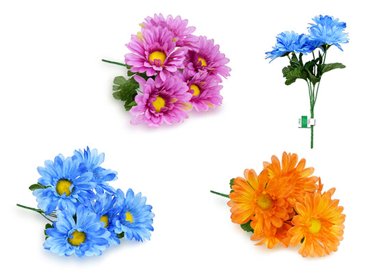 Enchanted Garden: 11.8" Gerbera Daisy Bush x5 Heads A) Harvest Asst