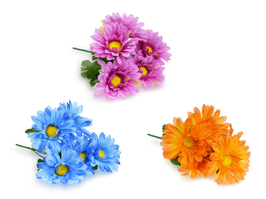 Enchanted Garden: 11.8" Gerbera Daisy Bush x5 Heads A) Harvest Asst