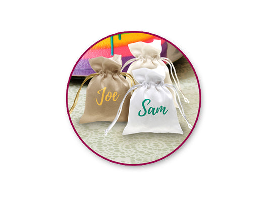 Craft Decor: 3"x4" Craft Goody Bags x3 Poly-Weave w/Rib String A) Burlap-Look