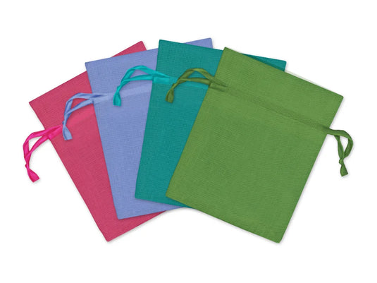 Craft Decor: 3"x4" Craft Goody Bags x4 Mesh Cotton w/Ribbon String B) Brights Asst