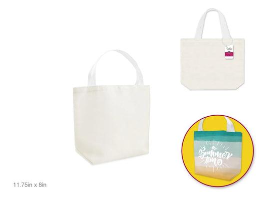 Canvas Bag: 11.75"x8"x4" DIY w/Poly Braided Handle