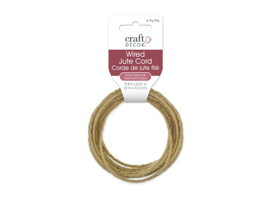 Craft Decor: 1.6mmx3m (6-ply) Wired Jute Cord/Garland A) Natural