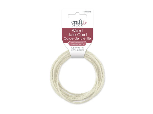 Craft Decor: 1.6mmx3m (6-ply) Wired Jute Cord/Garland B) White