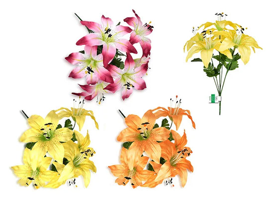 Enchanted Garden: 13" Tiger Lily Bush X6 Heads