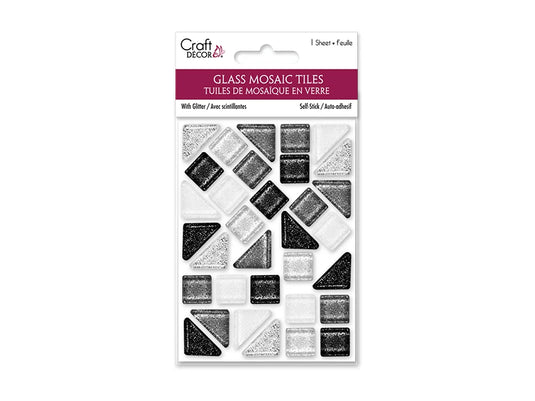 Craft Decor: Glitter Glass Mosaic Tiles 3.2x4.7" Self-Stick F) Classic