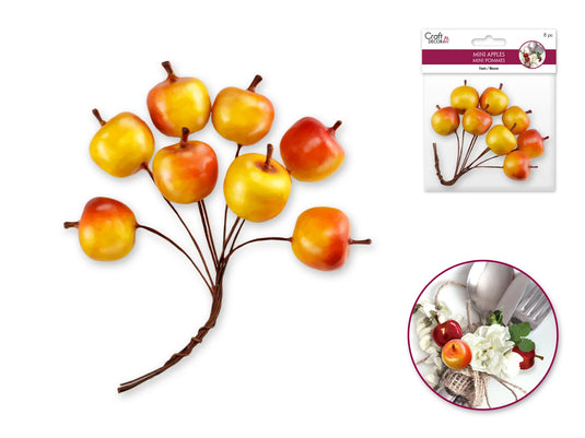 Craft Decor: 2.5cm Mini Apple Picks 8pc Foam Glossy B) Golden Delicious