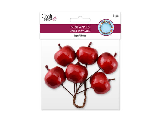 Craft Decor: 3cm Mini Apple Picks 6pc Foam Glossy A) Red Delicious