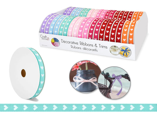 Craft Décor Ribbons & Trims: Grosgrain 3/8" x 3yd Rolls C) Hearts Medley