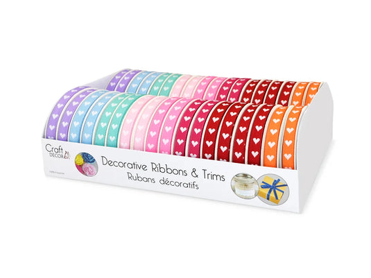 Craft Décor Ribbons & Trims: Grosgrain 3/8" x 3yd Rolls C) Hearts Medley