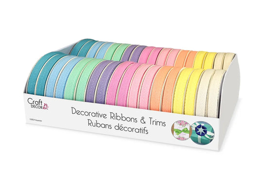 Craft Décor Ribbons & Trims: Herringbone 3/8" x 3yd Rolls B) Pastels