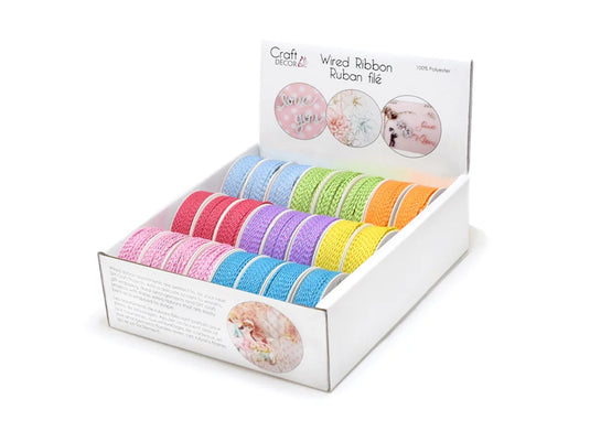 Craft Décor Ribbons & Trims: 2mm Wired Ribbon 3yrd Rolls B) Jewel