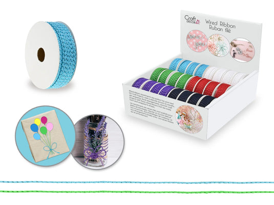 Craft Décor Ribbons & Trims: 2mm Wired Ribbon 3yrd Rolls Asst C) Bold