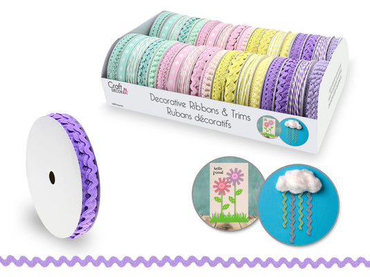 Craft Décor Ribbons & Trims: Adornments 3yrd Rolls A) Pastel Blend