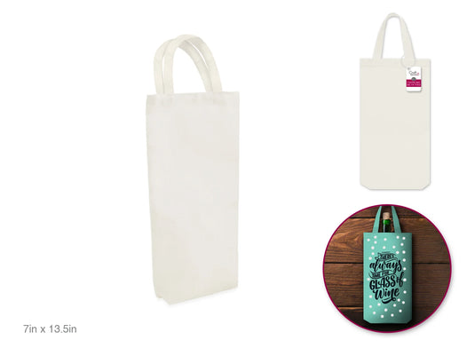 Canvas Bag: 7"x13.5"x1.75" DIY Bottle Bag w/Canvas Handle