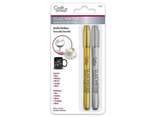 Craft Decor: Glass Writers x2 1.2Mm Fine Point Metallic A) Gold/Silver