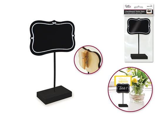 Craft Decor: Chalkboard Clip Sign Stand B) Bracket w/White Border