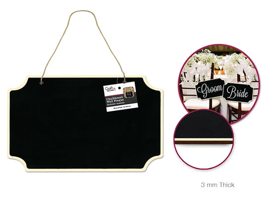Craft Decor: Chalkboard Wall Plaque w/Jute Cord Hanger A) Rectangle Cut-Corners