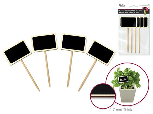 Craft Decor: Chalk-It-Up Wood Stakes 6.6cmx4.5cmx15cm 4pc A) Natural Rectangle Border