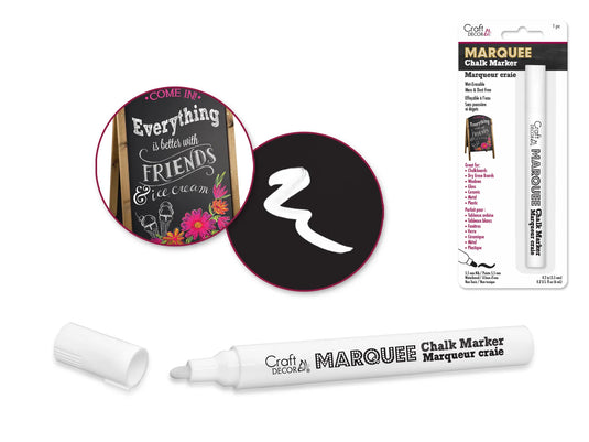 Craft Decor: Chalk-It-Up 5.5mm Marquee Marker Blister-Carded E) White