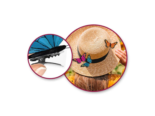 Craft Decor: 3.25"x1.75" Feathered Monarch Butterflies x3 w/Gator Clip A) Brights