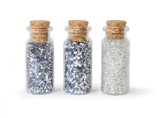 Craft Décor: Glitter & Seed Bead Accent Vials E) Silver