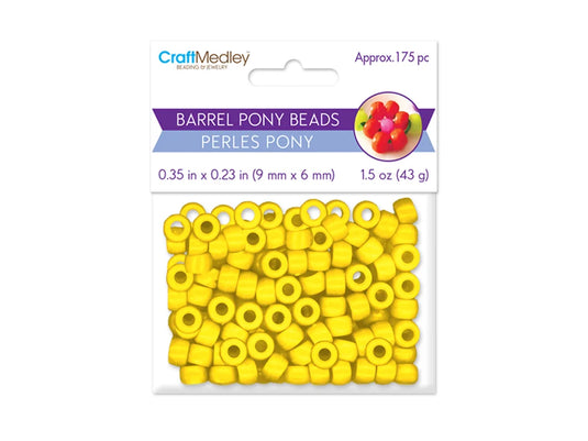 Pony Beads: 9mmx6mm Barrel Standard x175 F) Yellow
