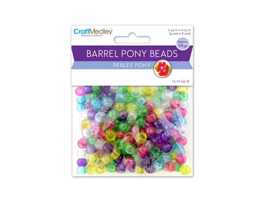 Pony Beads: 9mmx6mm Barrel Standard x175 G) Sparkle Multi-Mix