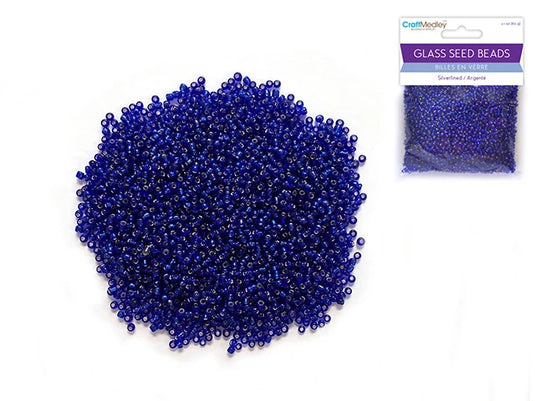 Glass Seed Beads: 12/0 Silverlined 60Gms A) Capri Blue