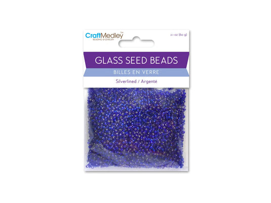 Glass Seed Beads: 12/0 Silverlined 60Gms A) Capri Blue