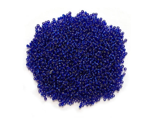 Glass Seed Beads: 12/0 Silverlined 60Gms A) Capri Blue