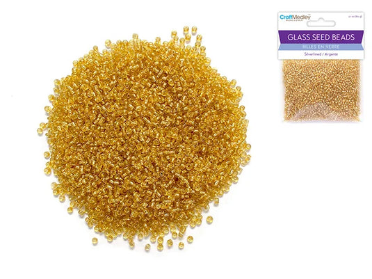 Glass Seed Beads: 12/0 Silverlined 60Gms I) Gold