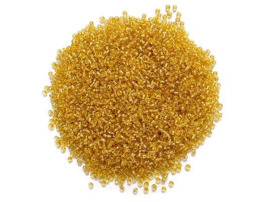 Glass Seed Beads: 12/0 Silverlined 60Gms I) Gold
