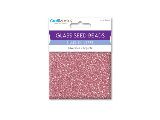 Glass Seed Beads: 12/0 Silverlined 60Gms P) Pink