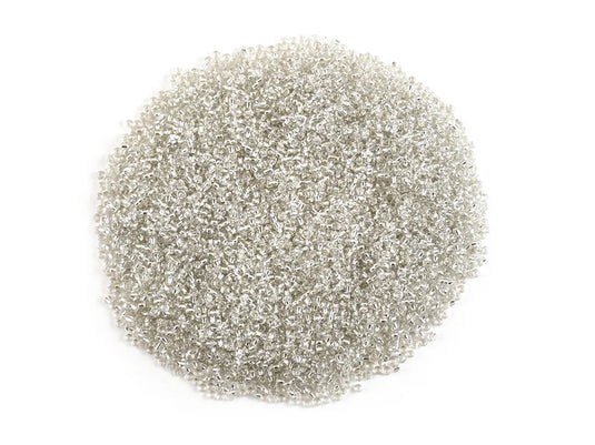 Glass Seed Beads: 12/0 Silverlined 60Gms C) Crystal