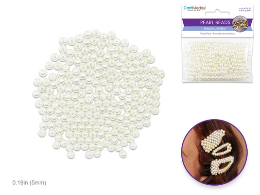 Pearl Beads: Acrylic Sleek Ivory Value-Pack C) 5mm~ 265pc