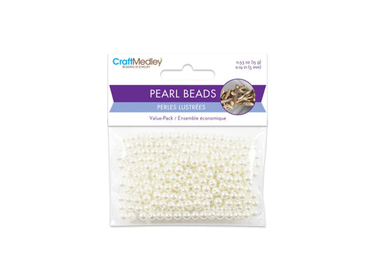 Pearl Beads: Acrylic Sleek Ivory Value-Pack C) 5mm~ 265pc