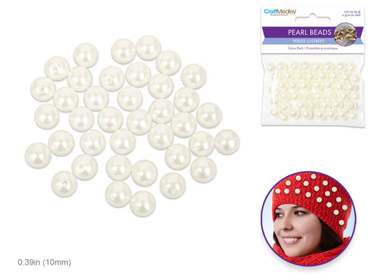 Pearl Beads: Acrylic Sleek Ivory Value-Pack F) 10mm~ 40pc